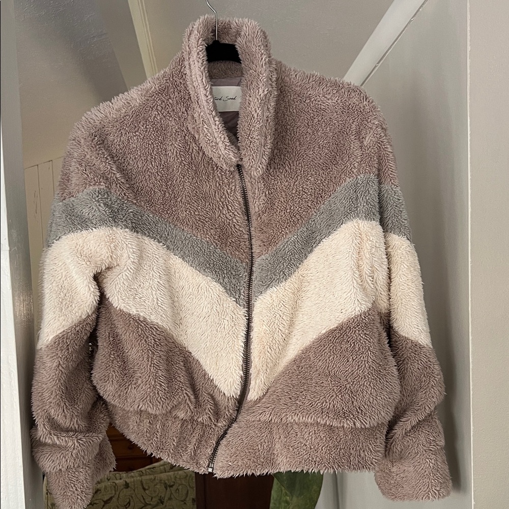 Taupe and Cream Teddy Jacket